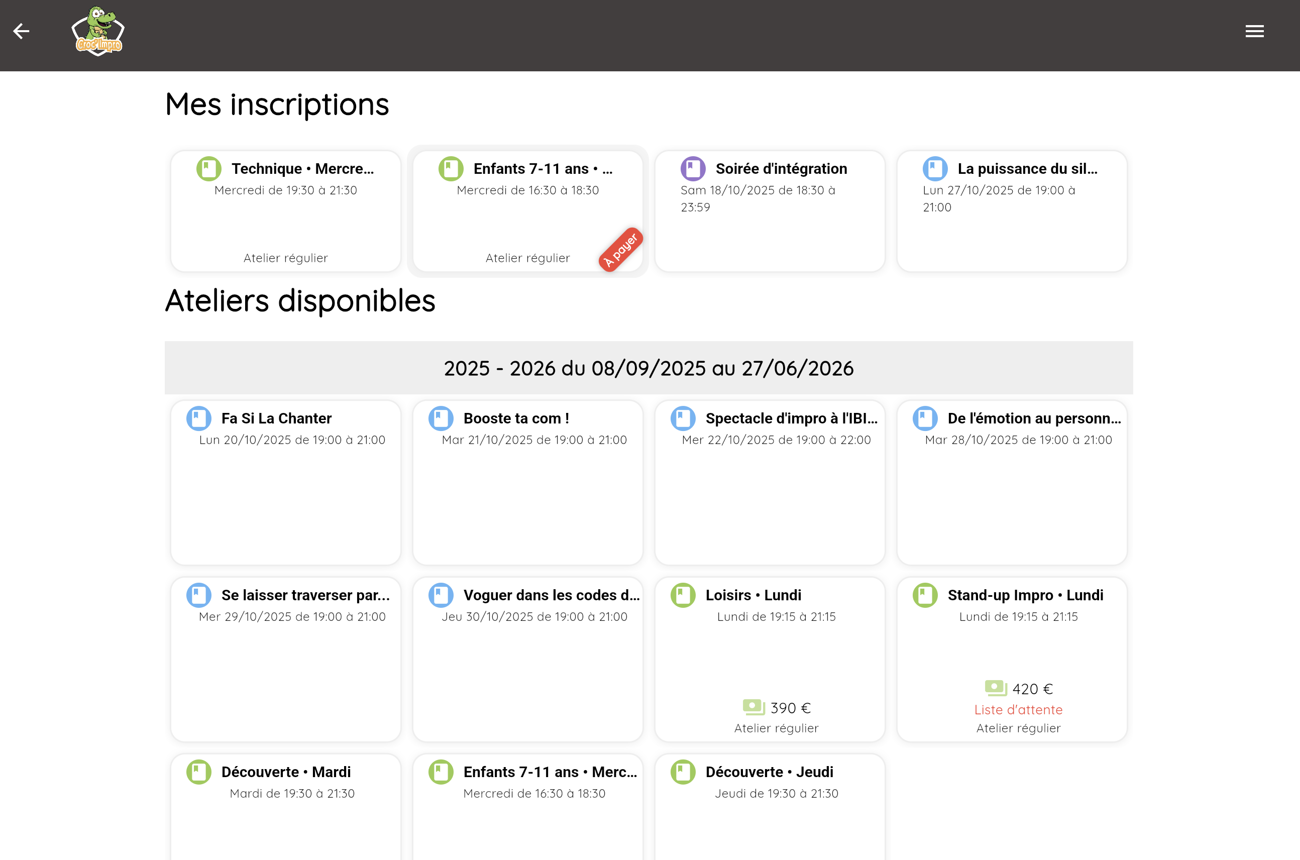 Inscriptions stagiaires